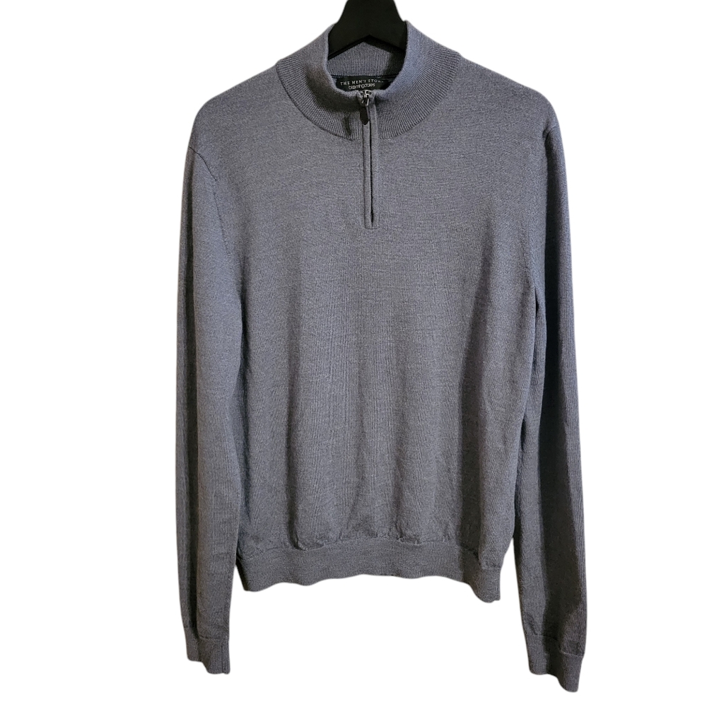 Bloomingdale's Merino Wool Gray Quarter-Zip Sweater